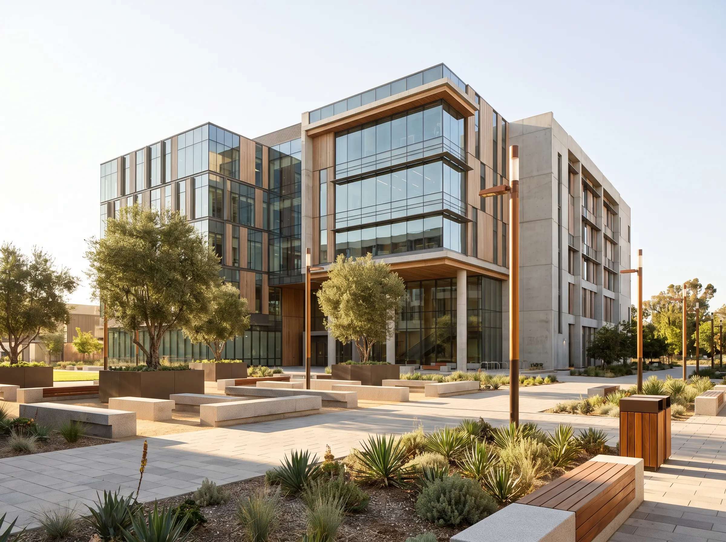 Campus building · plaza view
