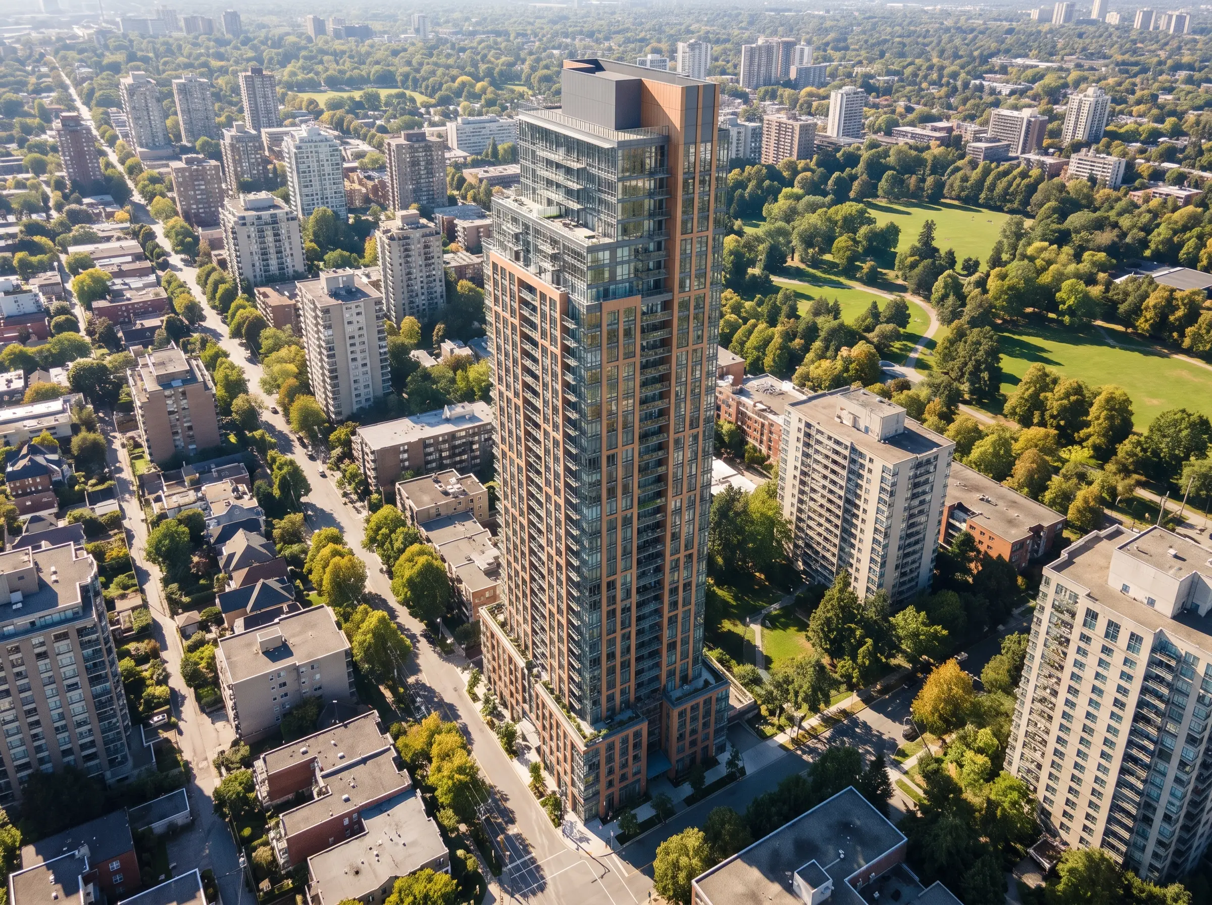 Residential tower · aerial context
