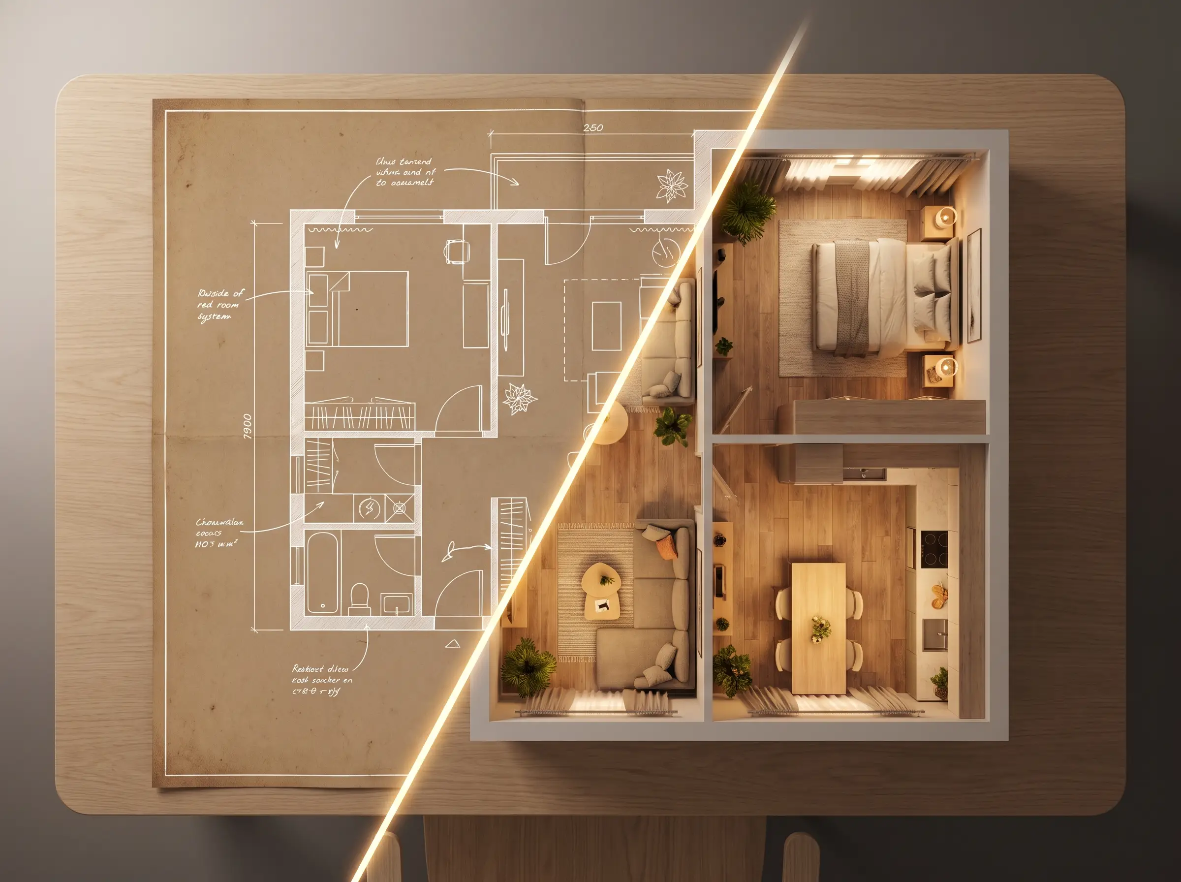 PDF plan → styled 3D · process
