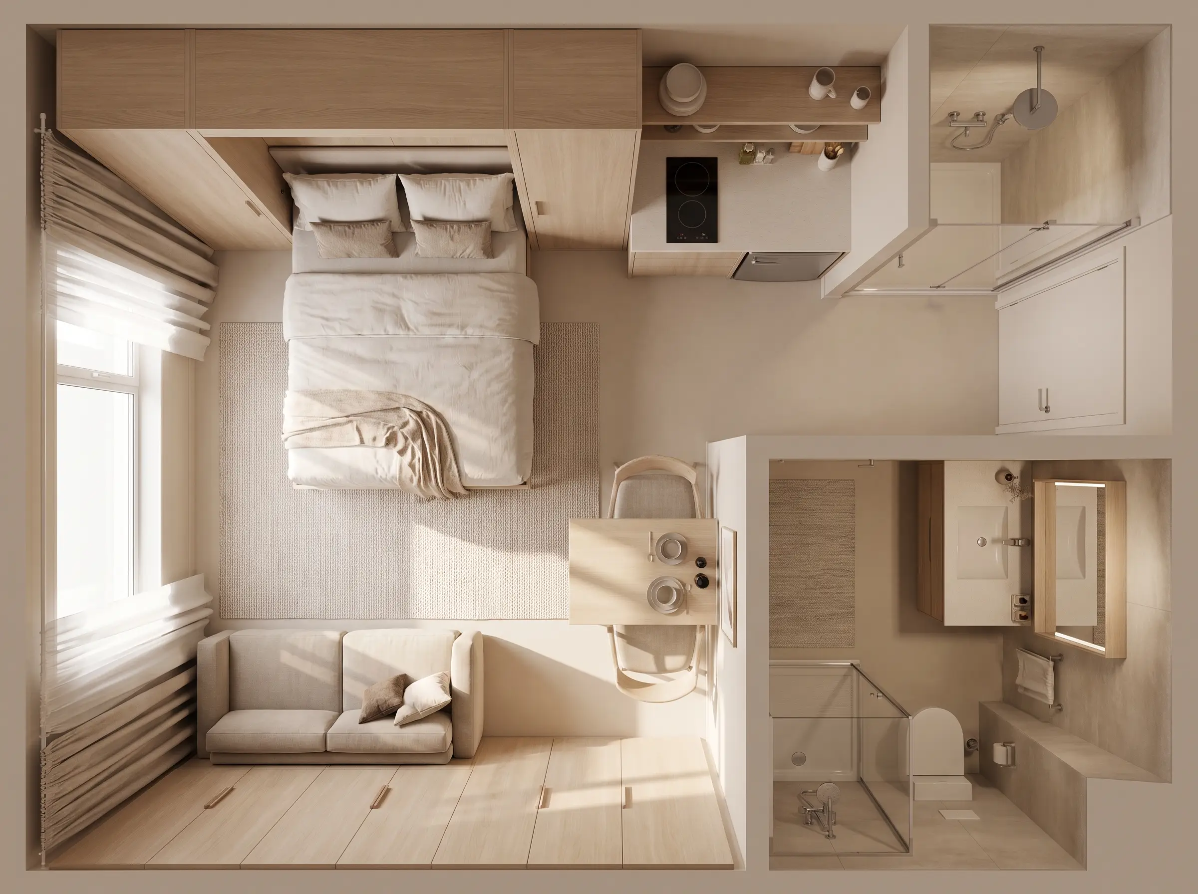 Studio unit · compact layout