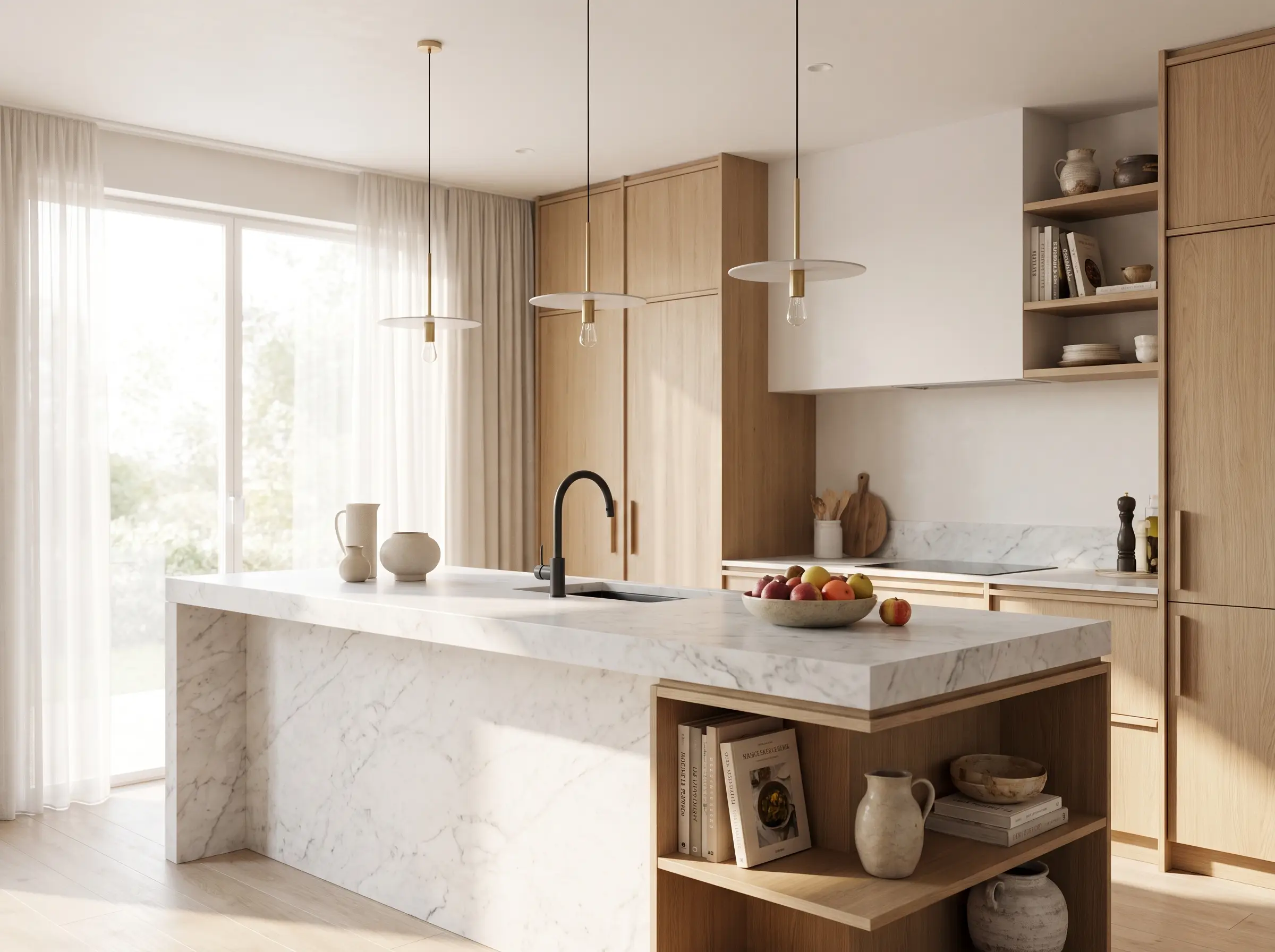 Modern kitchen · marble & oak